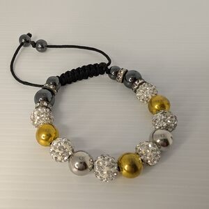 Shamballa Gold and Silver Toned Crystal Bracelet
